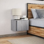 vidaXL Noptieră montată pe perete cu lumini LED, sonoma gri