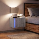 vidaXL Noptieră montată pe perete cu lumini LED, sonoma gri
