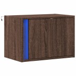 vidaXL Noptieră montată pe perete cu lumini LED, stejar maro