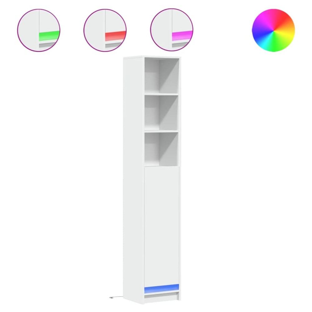 vidaXL Dulap cu LED, alb, 36x32,5x200 cm, lemn prelucrat