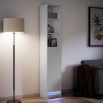 vidaXL Dulap cu LED, alb, 36x32,5x200 cm, lemn prelucrat vidaXL Dulap cu LED, alb, 36x32,5x200 cm, lemn prelucrat