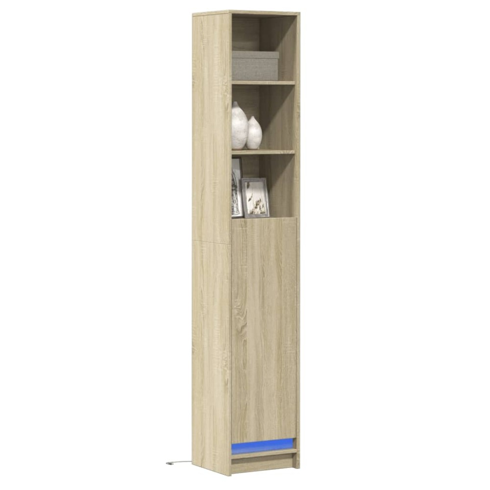 vidaXL Dulap cu LED, stejar sonoma, 36x32,5x200 cm, lemn prelucrat