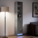 vidaXL Dulap cu LED, gri beton, 36x32,5x200 cm, lemn prelucrat vidaXL Dulap cu LED, gri beton, 36x32,5x200 cm, lemn prelucrat