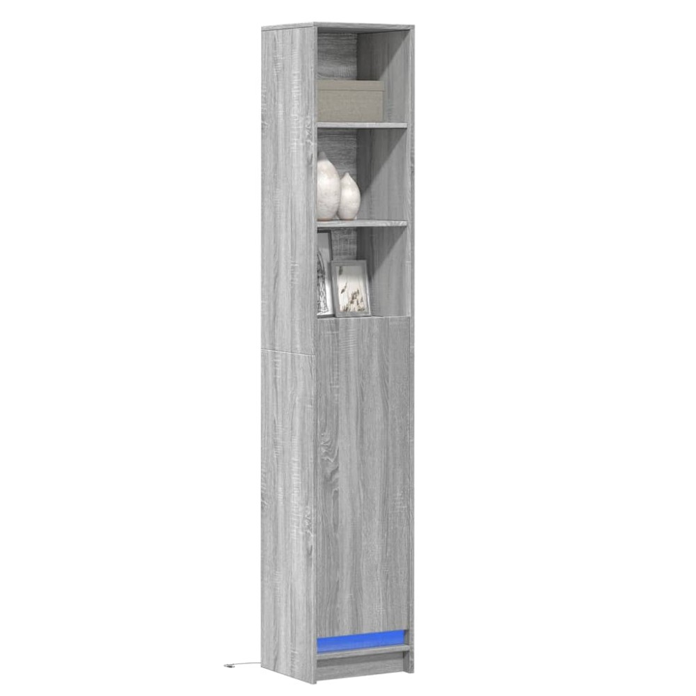 vidaXL Dulap cu LED, gri sonoma, 36x32,5x200 cm, lemn prelucrat