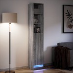 vidaXL Dulap cu LED, gri sonoma, 36x32,5x200 cm, lemn prelucrat vidaXL Dulap cu LED, gri sonoma, 36x32,5x200 cm, lemn prelucrat