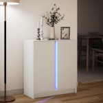 vidaXL Dulap cu LED, alb, 77x34x85 cm, lemn prelucrat vidaXL Dulap cu LED, alb, 77x34x85 cm, lemn prelucrat