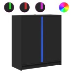 vidaXL Dulap cu LED, negru, 77x34x85 cm, lemn prelucrat vidaXL Dulap cu LED, negru, 77x34x85 cm, lemn prelucrat