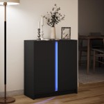 vidaXL Dulap cu LED, negru, 77x34x85 cm, lemn prelucrat vidaXL Dulap cu LED, negru, 77x34x85 cm, lemn prelucrat