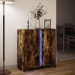 vidaXL Dulap cu LED, stejar fumuriu, 77x34x85 cm, lemn prelucrat vidaXL Dulap cu LED, stejar fumuriu, 77x34x85 cm, lemn prelucrat