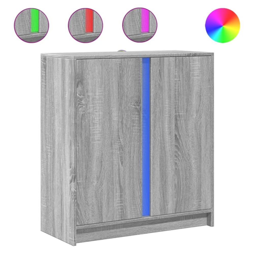 vidaXL Dulap cu LED, gri sonoma, 77x34x85 cm, lemn prelucrat
