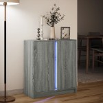 vidaXL Dulap cu LED, gri sonoma, 77x34x85 cm, lemn prelucrat vidaXL Dulap cu LED, gri sonoma, 77x34x85 cm, lemn prelucrat