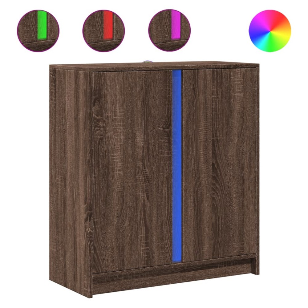 vidaXL Dulap cu LED, stejar maro, 77x34x85 cm, lemn prelucrat