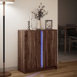 vidaXL Dulap cu LED, stejar maro, 77x34x85 cm, lemn prelucrat vidaXL Dulap cu LED, stejar maro, 77x34x85 cm, lemn prelucrat