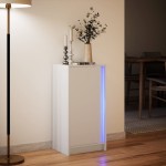 vidaXL Dulap cu LED, alb, 42,5x34x85 cm, lemn prelucrat vidaXL Dulap cu LED, alb, 42,5x34x85 cm, lemn prelucrat