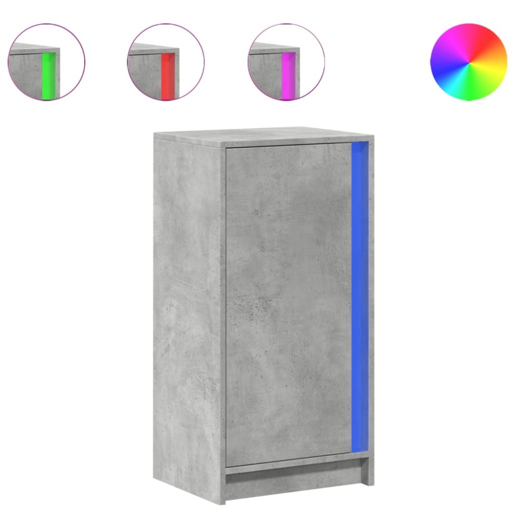 vidaXL Dulap cu LED, gri beton, 42,5x34x85 cm, lemn prelucrat