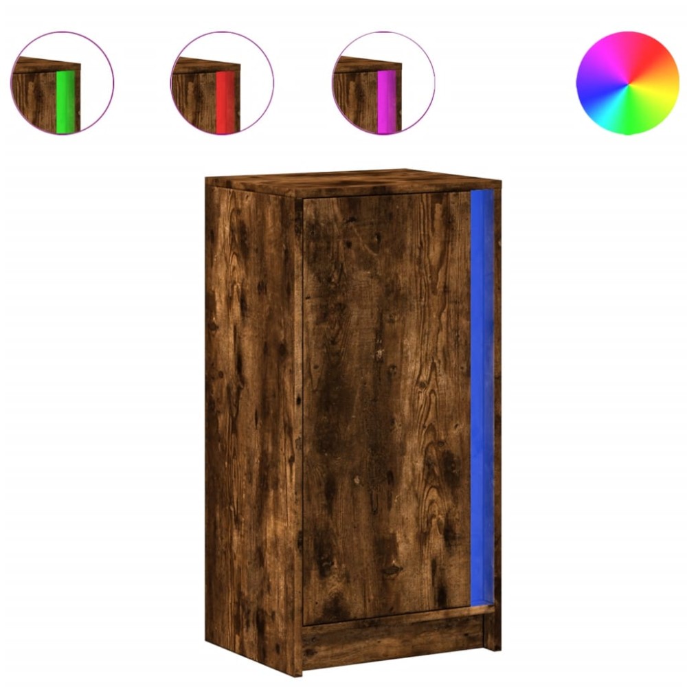 vidaXL Dulap cu LED, stejar fumuriu, 42,5x34x85 cm, lemn prelucrat
