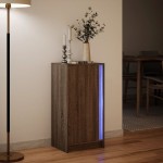 vidaXL Dulap cu LED, stejar maro, 42,5x34x85 cm, lemn prelucrat