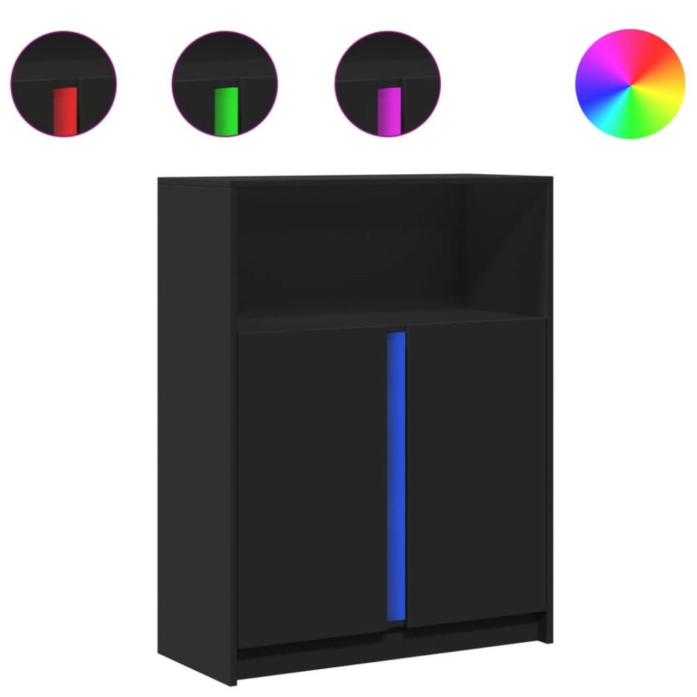 vidaXL Dulap cu LED, negru, 77x34x100 cm, lemn prelucrat