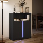 vidaXL Dulap cu LED, negru, 77x34x100 cm, lemn prelucrat