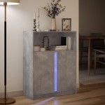 vidaXL Dulap cu LED, gri beton, 77x34x100 cm, lemn prelucrat vidaXL Dulap cu LED, gri beton, 77x34x100 cm, lemn prelucrat