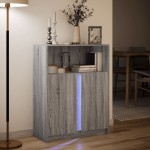 vidaXL Dulap cu LED, gri sonoma, 77x34x100 cm, lemn prelucrat vidaXL Dulap cu LED, gri sonoma, 77x34x100 cm, lemn prelucrat