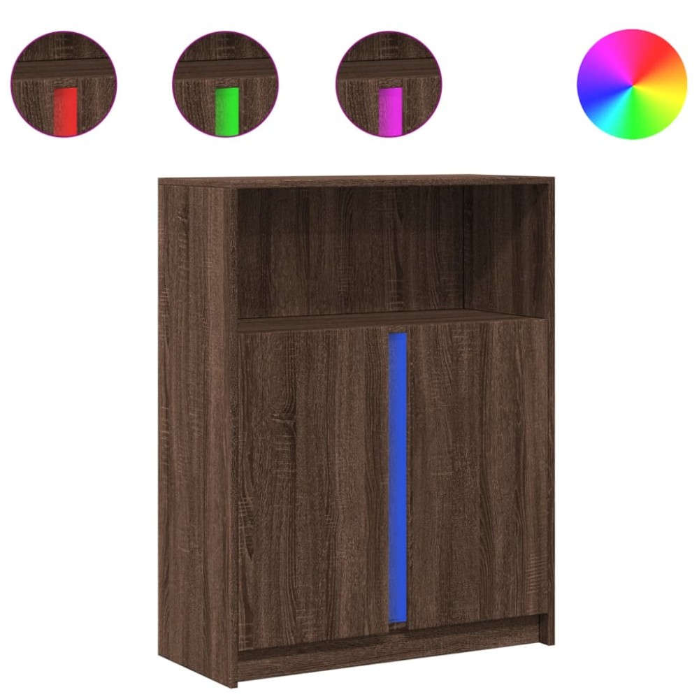 vidaXL Dulap cu LED, stejar maro, 77x34x100 cm, lemn prelucrat