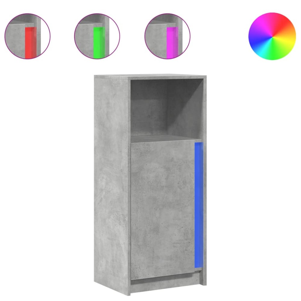 vidaXL Dulap cu LED, gri beton, 42,5x34x100 cm, lemn prelucrat