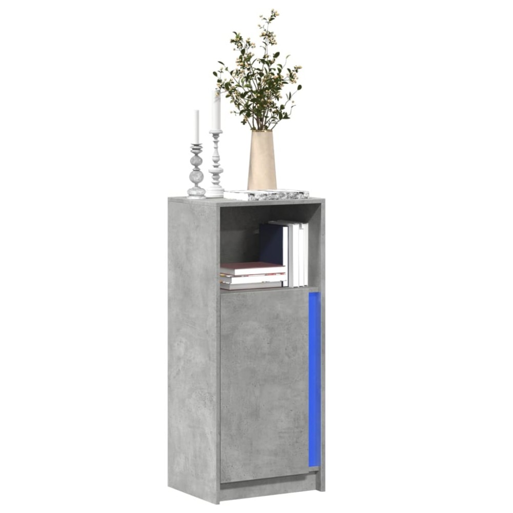 vidaXL Dulap cu LED, gri beton, 42,5x34x100 cm, lemn prelucrat