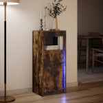 vidaXL Dulap cu LED, stejar fumuriu, 42,5x34x100 cm, lemn prelucrat vidaXL Dulap cu LED, stejar fumuriu, 42,5x34x100 cm, lemn prelucrat