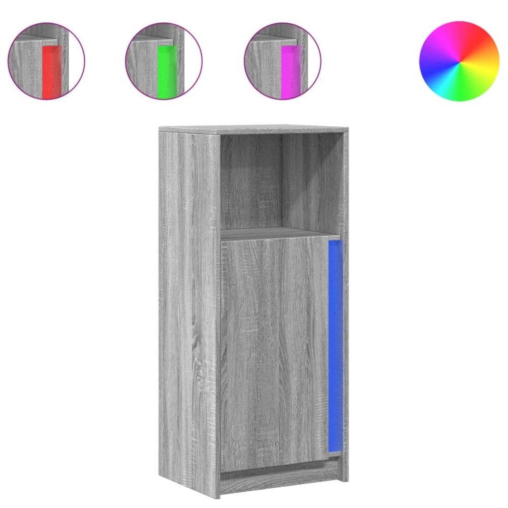 vidaXL Dulap cu LED, gri sonoma, 42,5x34x100 cm, lemn prelucrat