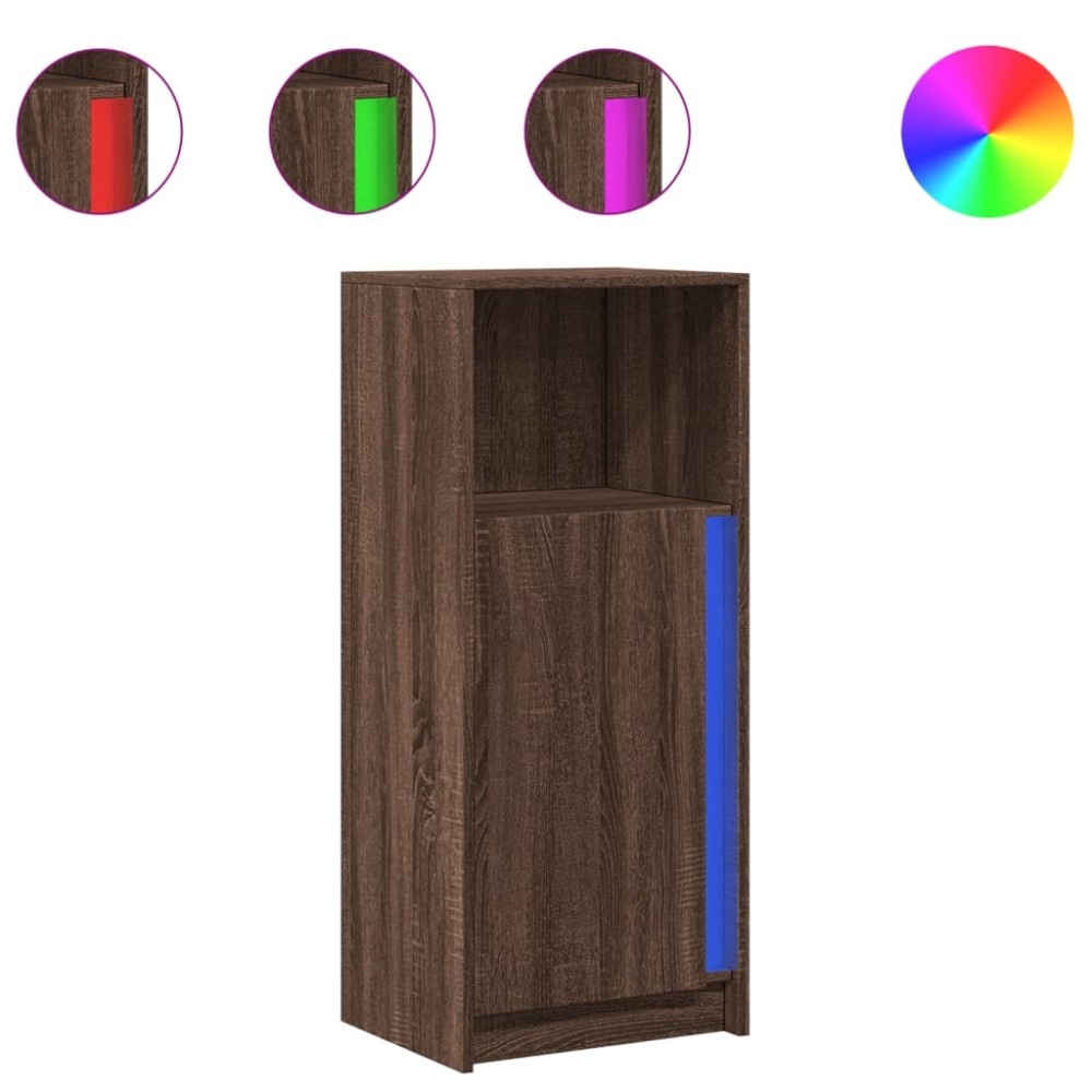 vidaXL Dulap cu LED, stejar maro, 42,5x34x100 cm, lemn prelucrat