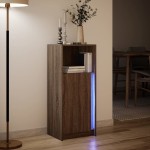 vidaXL Dulap cu LED, stejar maro, 42,5x34x100 cm, lemn prelucrat