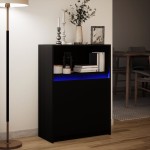 vidaXL Dulap cu LED, negru, 72x34x100 cm, lemn prelucrat vidaXL Dulap cu LED, negru, 72x34x100 cm, lemn prelucrat