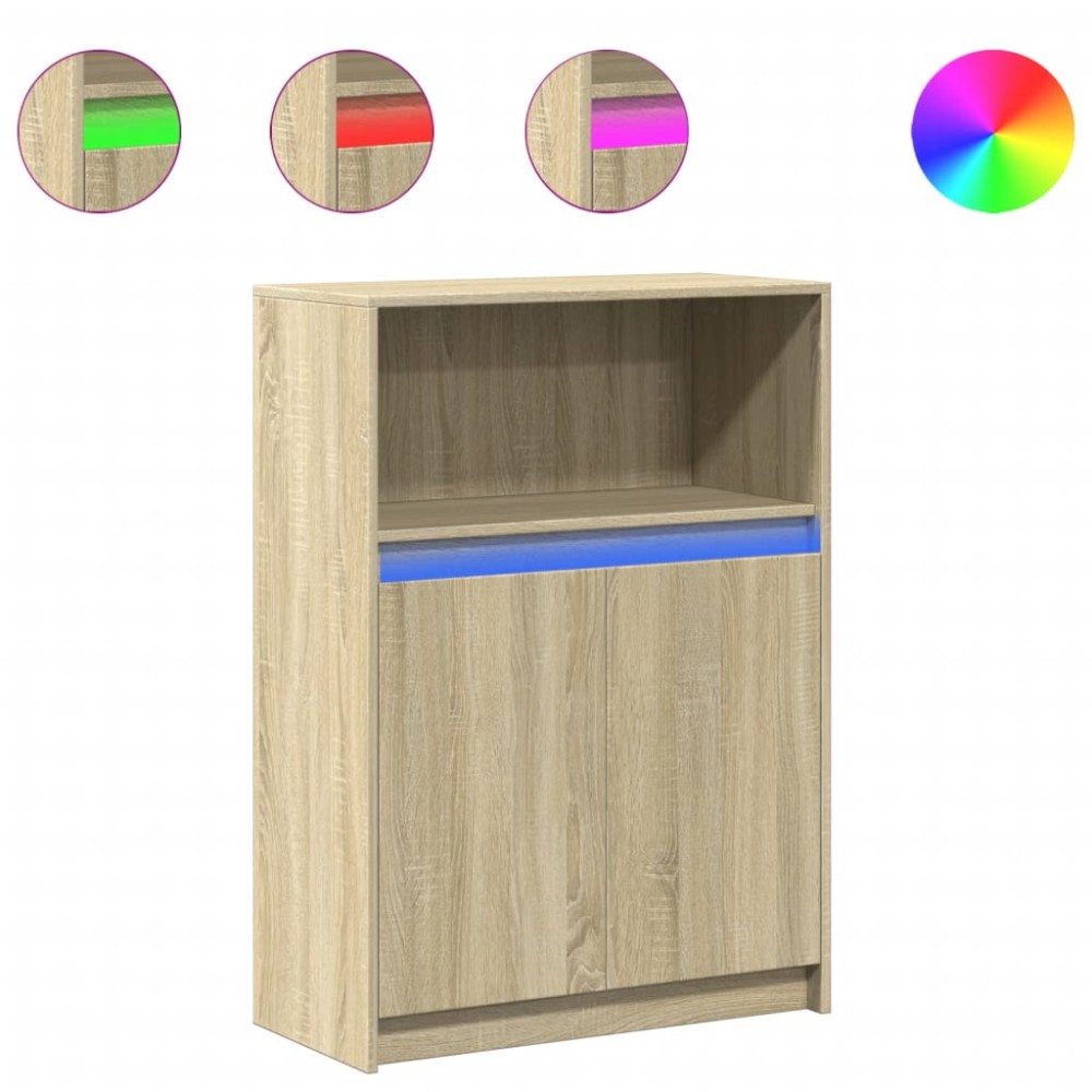 vidaXL Dulap cu LED, stejar sonoma, 72x34x100 cm, lemn prelucrat