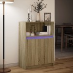 vidaXL Dulap cu LED, stejar sonoma, 72x34x100 cm, lemn prelucrat
