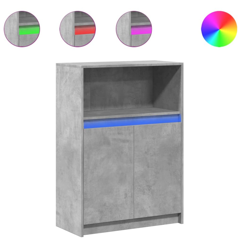 vidaXL Dulap cu LED, gri beton, 72x34x100 cm, lemn prelucrat