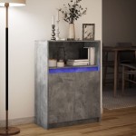 vidaXL Dulap cu LED, gri beton, 72x34x100 cm, lemn prelucrat vidaXL Dulap cu LED, gri beton, 72x34x100 cm, lemn prelucrat