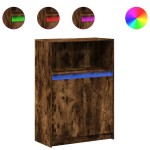 vidaXL Dulap cu LED, stejar fumuriu, 72x34x100 cm, lemn prelucrat vidaXL Dulap cu LED, stejar fumuriu, 72x34x100 cm, lemn prelucrat