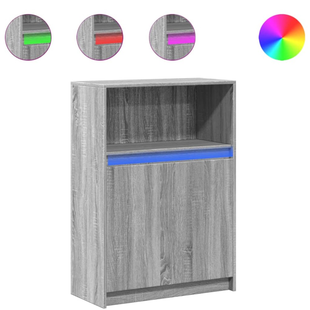 vidaXL Dulap cu LED, gri sonoma, 72x34x100 cm, lemn prelucrat