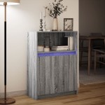 vidaXL Dulap cu LED, gri sonoma, 72x34x100 cm, lemn prelucrat vidaXL Dulap cu LED, gri sonoma, 72x34x100 cm, lemn prelucrat