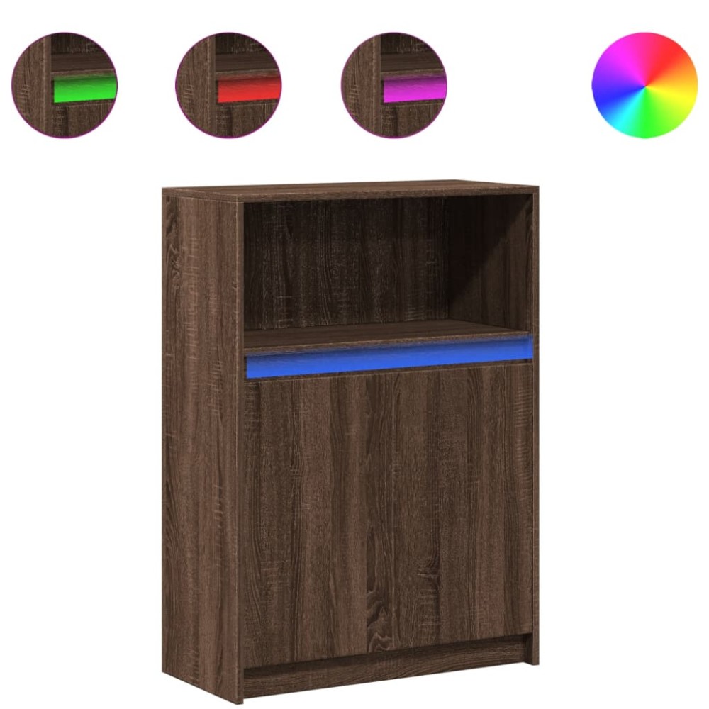 vidaXL Dulap cu LED, stejar maro, 72x34x100 cm, lemn prelucrat