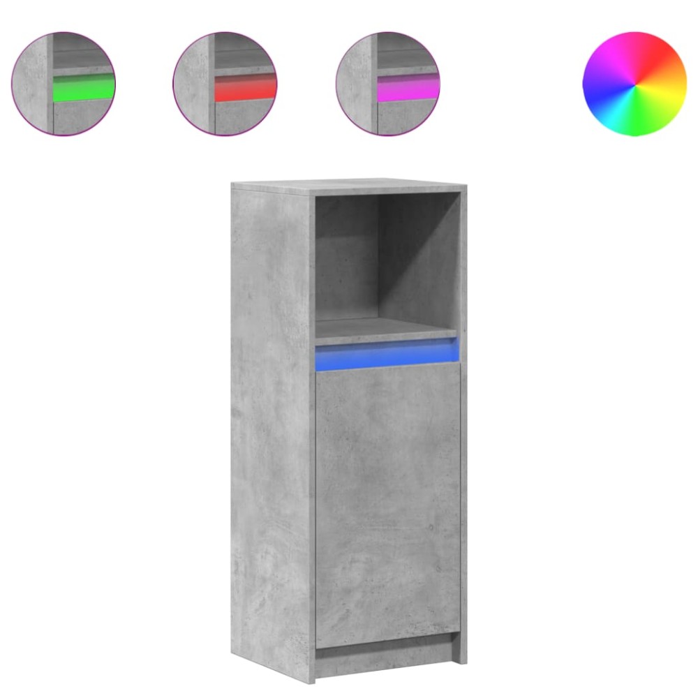 vidaXL Dulap cu LED, gri beton, 38x34x100 cm, lemn prelucrat