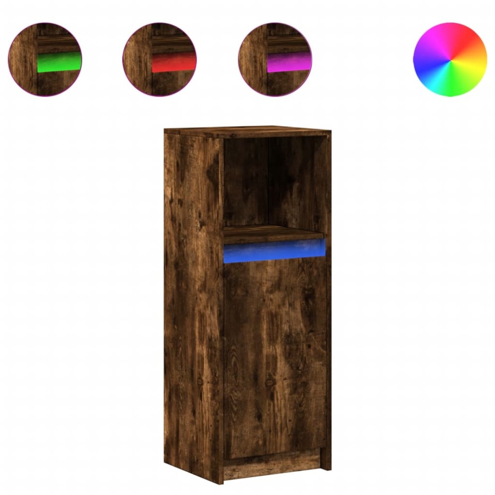 vidaXL Dulap cu LED, stejar fumuriu, 38x34x100 cm, lemn prelucrat