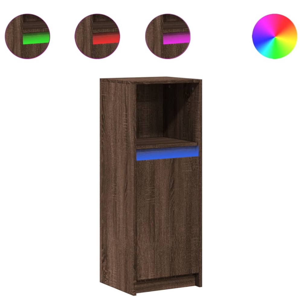 vidaXL Dulap cu LED, stejar maro, 38x34x100 cm, lemn prelucrat