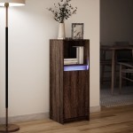 vidaXL Dulap cu LED, stejar maro, 38x34x100 cm, lemn prelucrat
