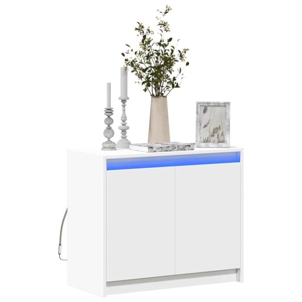 vidaXL Dulap cu LED, alb, 72x34x61 cm, lemn prelucrat