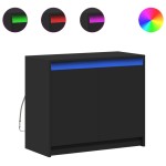 vidaXL Dulap cu LED, negru, 72x34x61 cm, lemn prelucrat vidaXL Dulap cu LED, negru, 72x34x61 cm, lemn prelucrat
