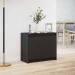 vidaXL Dulap cu LED, negru, 72x34x61 cm, lemn prelucrat vidaXL Dulap cu LED, negru, 72x34x61 cm, lemn prelucrat