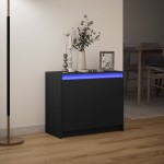 vidaXL Dulap cu LED, negru, 72x34x61 cm, lemn prelucrat vidaXL Dulap cu LED, negru, 72x34x61 cm, lemn prelucrat