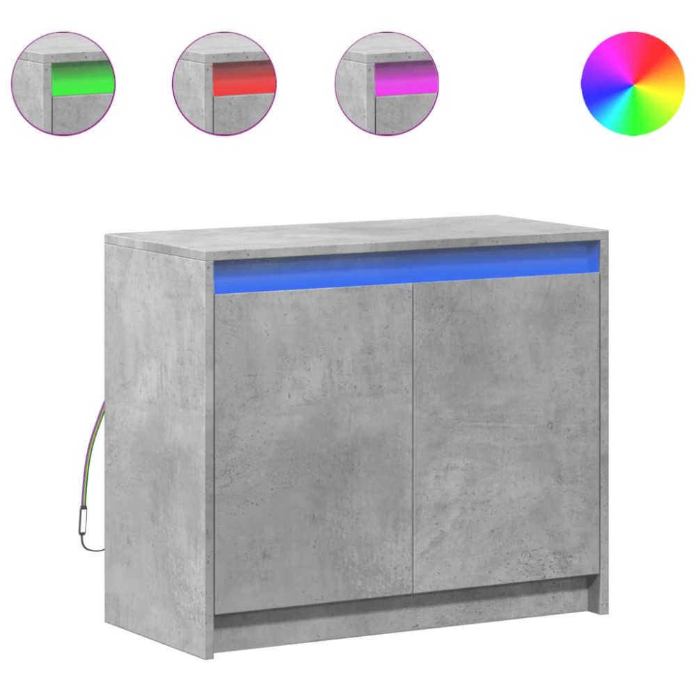 vidaXL Dulap cu LED, gri beton, 72x34x61 cm, lemn prelucrat